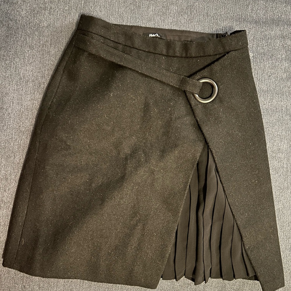 mark. Black Asymmetrical Wrap Skirt
